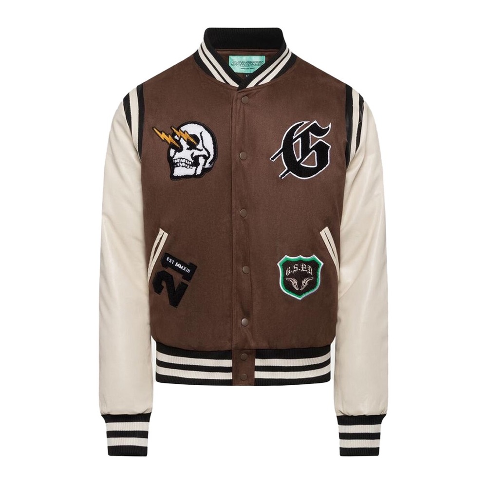 Godspeed Mens Statue Of Godspeed Varsity I.G.W.T Varsity Jacket Brown